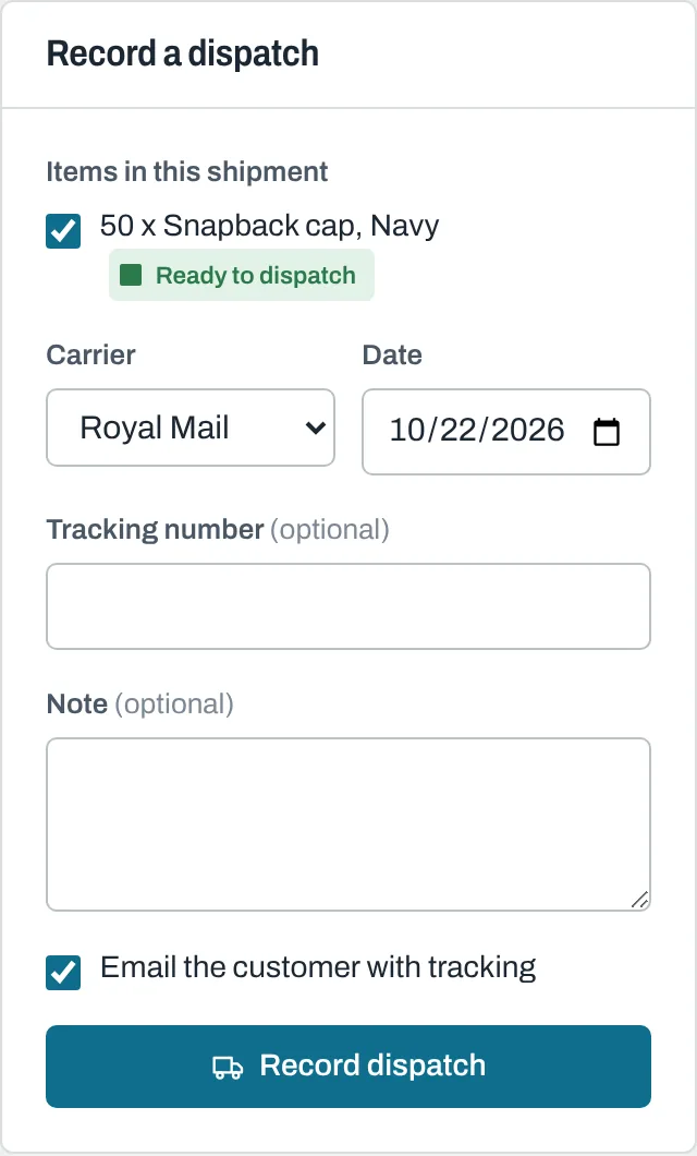 Record a dispatch