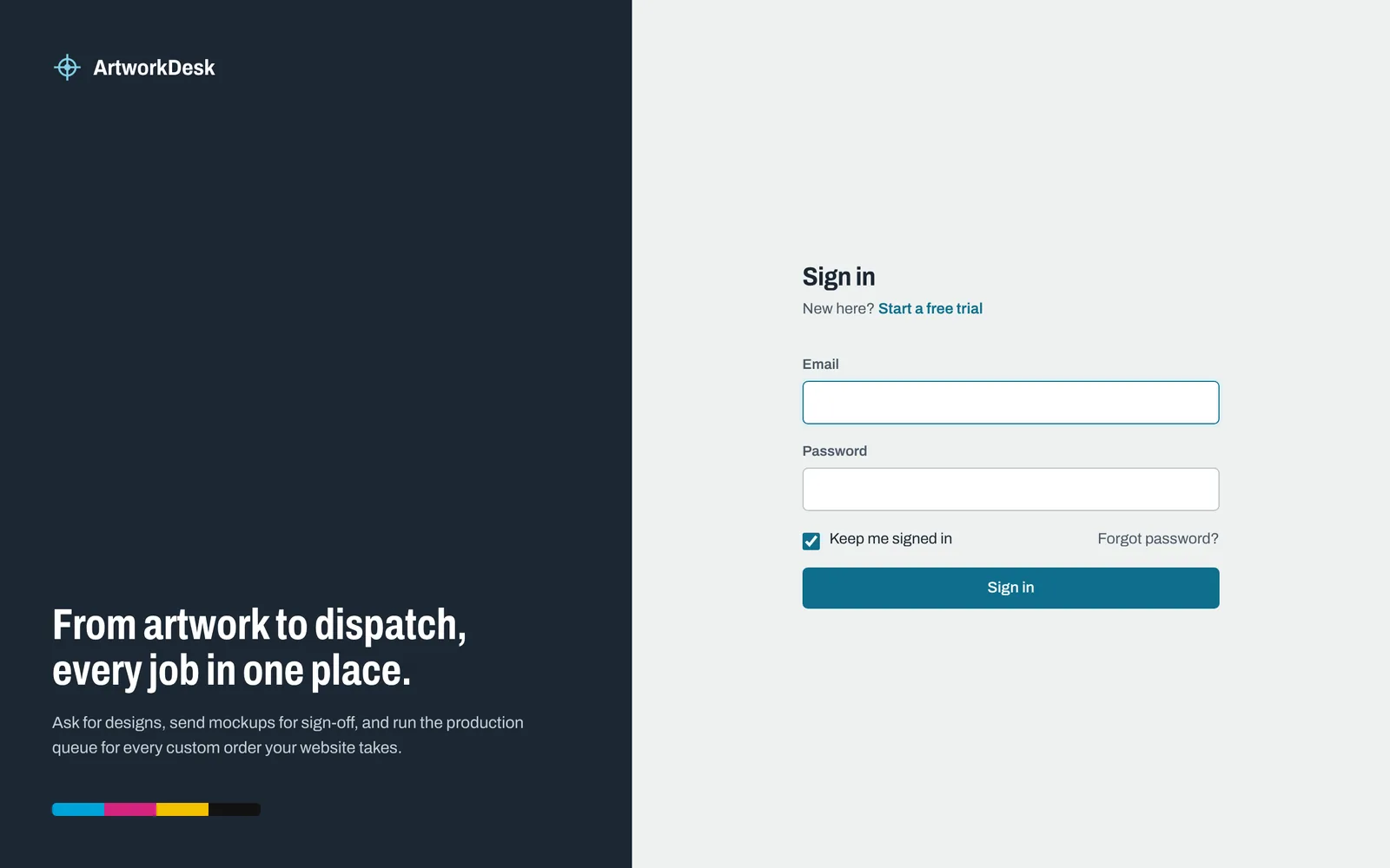 The sign-in page